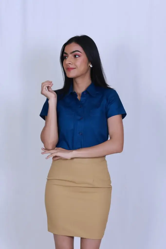 Classic Navy Blue Satin Shirt