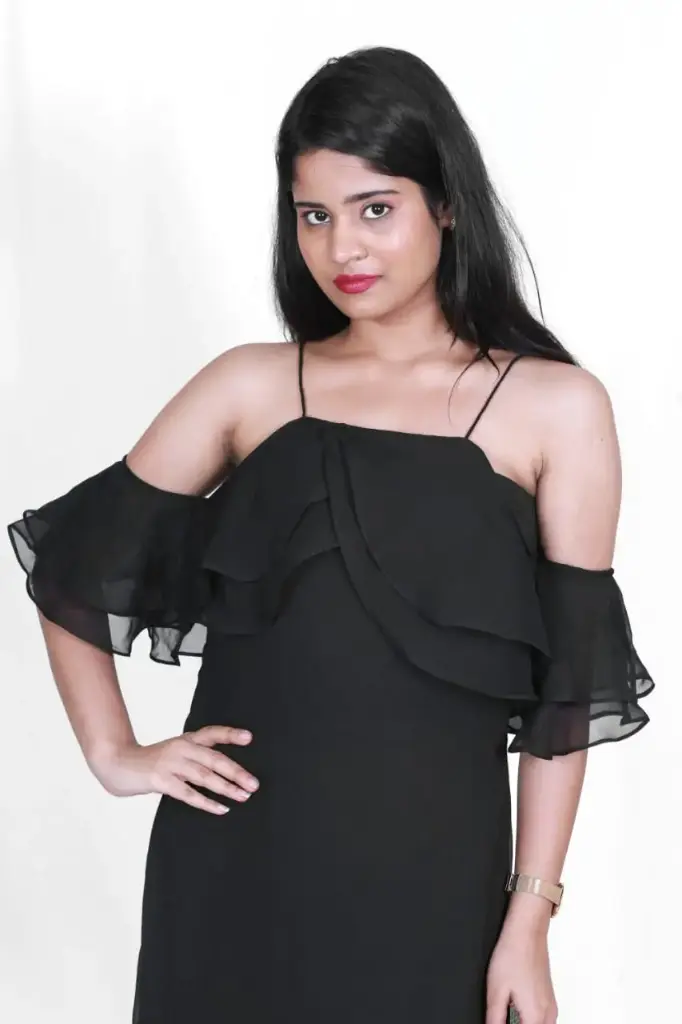 Elegant Black Off-Shoulder Midi Dress
