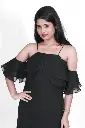 Elegant Black Off-Shoulder Midi Dress